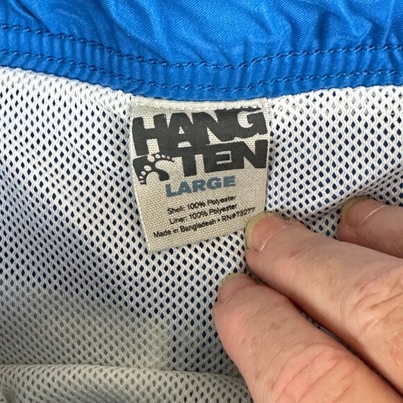 Hang Ten Swim Trunks Shorts Mens Size Large Blue Gray Shark Print Athleisure - Picture 8 of 12